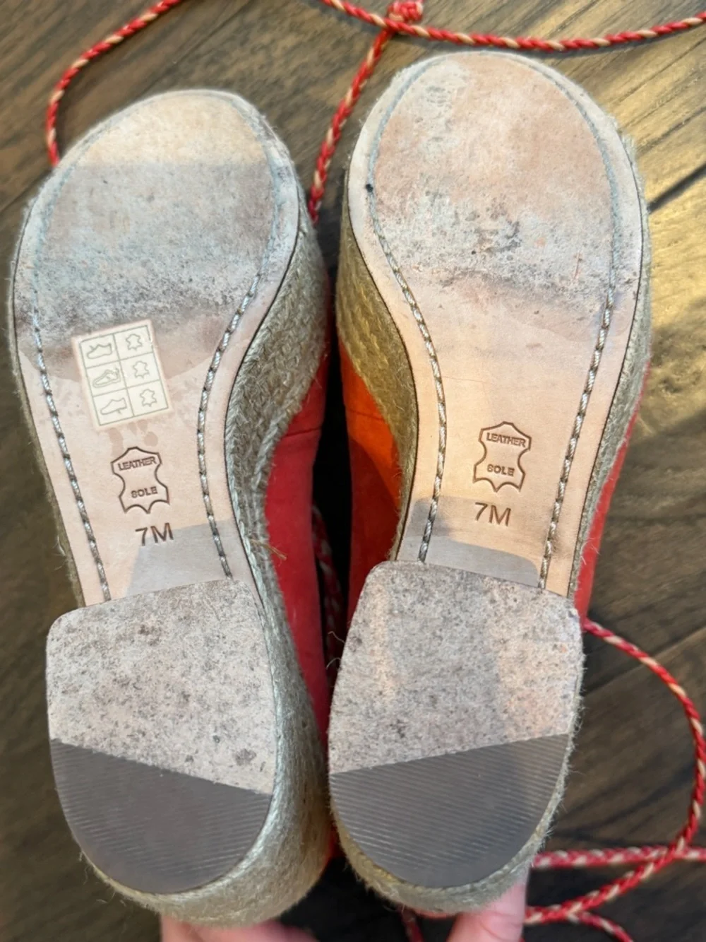 Tory Burch Red Suede Lace-Up Platform Heels - Picture 6 of 6